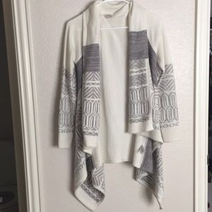 Cream and Gray Cardigan Sweater